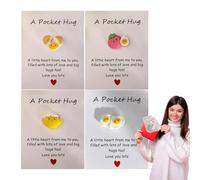 Lot de 4 cartes de vœux - En forme d'œuf - En résine - Avec inscription « Love You » - Pour maman