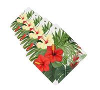 Lot de 4 cartes désodorisantes de voiture avec feuilles de végétation avec fleurs d'hibiscus - Cartes parfumées à suspendre durables pour chambre à coucher, armoire, voiture, tablettes d'aromathérapie