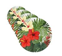 Lot de 4 cartes désodorisantes de voiture avec feuilles de végétation avec fleurs d'hibiscus pour homme et femme - Accessoires de voiture mignons - Diffuseur de parfum durable à suspendre - Tablettes
