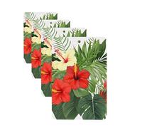 Lot de 4 cartes désodorisantes de voiture avec feuilles de végétation avec fleurs d'hibiscus pour homme et femme - Accessoires de voiture mignons - Diffuseur de parfum durable à suspendre - Tablettes