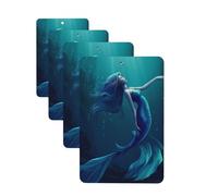 Lot de 4 cartes désodorisantes de voiture Blue Mermaid - Longue durée à suspendre - Pour chambre à coucher, armoire, voiture, tablettes d'aromathérapie - Pour homme et femme - Pendentif rétroviseur