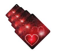 Lot de 4 cartes désodorisantes de voiture en forme de cœurs rouges et feux d'artifice à suspendre pour chambre à coucher, armoire, voiture, tablettes d'aromathérapie pour homme et femme