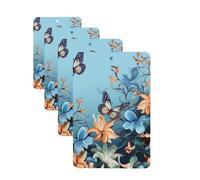 Lot de 4 cartes désodorisantes de voiture motif papillon bleu floral pour homme et femme - Accessoires de voiture mignons - Diffuseur de parfum durable à suspendre - Tablettes d'aromathérapie pour