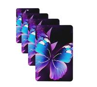 Lot de 4 cartes désodorisantes de voiture motif papillon bleu violet pour homme et femme - Accessoires de voiture mignons - Diffuseur de parfum durable à suspendre - Tablettes d'aromathérapie pour