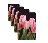 Lot de 4 cartes désodorisantes de voiture tulipes roses pour homme et femme - Accessoires de voiture mignons - Diffuseur de parfum durable à suspendre - Tablettes d'aromathérapie pour voiture