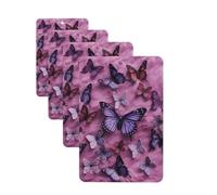 Lot de 4 cartes désodorisantes pour voiture « All butterflies are on purple background » pour homme et femme - Accessoires de voiture mignons - Diffuseur de parfum durable à suspendre - Tablettes