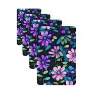 Lot de 4 cartes désodorisantes pour voiture Camélia violet à suspendre - Parfum durable - Tablettes d'aromathérapie de voiture - Pendentif pour rétroviseur de voiture, armoire à chaussures