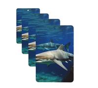 Lot de 4 cartes désodorisantes pour voiture - Deux requins blancs - Cartes parfumées à suspendre - Tablettes d'aromathérapie personnalisées - Cadeau pour homme et femme - Parfum lavande