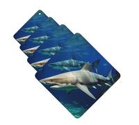 Lot de 4 cartes désodorisantes pour voiture - Deux requins blancs - Cartes parfumées à suspendre - Tablettes d'aromathérapie personnalisées - Cadeau pour homme et femme - Parfum lavande