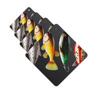 Lot de 4 cartes désodorisantes pour voiture - Différents types d'appâts de pêche - Pour homme et femme - Accessoires de voiture mignons - Longue durée - Diffuseur de parfum à suspendre - Tablettes
