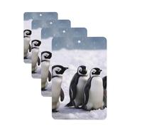 Lot de 4 cartes désodorisantes pour voiture Jeunes pingouins avec neige pour homme et femme - Accessoires de voiture mignons - Diffuseur de parfum durable à suspendre - Tablettes d'aromathérapie pour