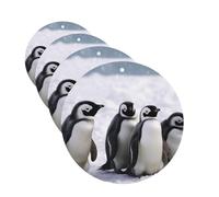 Lot de 4 cartes désodorisantes pour voiture Jeunes pingouins avec neige pour homme et femme - Accessoires de voiture mignons - Diffuseur de parfum durable à suspendre - Tablettes d'aromathérapie pour