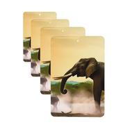 Lot de 4 cartes désodorisantes pour voiture motif éléphant africain pour homme et femme - Accessoires de voiture mignons - Diffuseur de parfum durable à suspendre - Tablettes d'aromathérapie pour