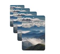 Lot de 4 cartes désodorisantes pour voiture motif paysage avec montagnes et nuages pour homme et femme - Accessoires de voiture mignons - Diffuseur de parfum durable à suspendre - Tablettes