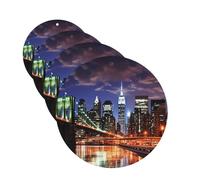 Lot de 4 cartes désodorisantes pour voiture New York Night - Cartes parfumées à suspendre - Tablettes d'aromathérapie personnalisées - Cadeaux pour homme et femme - Parfum lavande