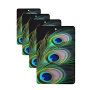 Lot de 4 cartes désodorisantes pour voiture - Plume de paon verte à suspendre - Parfum durable - Tablettes d'aromathérapie de voiture - Pendentif pour rétroviseur de voiture - Pour armoire à