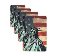 Lot de 4 cartes désodorisantes pour voiture Statue Liberty drapeau américain pour homme et femme - Accessoires de voiture mignons - Diffuseur de parfum durable à suspendre - Tablettes d'aromathérapie