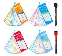 Lot de 4 cartes flash de 1 à 12, avec multiplication, division, addition, soustraction, jeu de mathématiques éducatives pour enfants avec 2 marqueurs effaçables à sec
