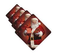 Lot de 4 cartes parfumées à suspendre pour décoration de Noël - Motif Père Noël tenant un cadeau - Pour armoire, salle de bain, voiture, aromathérapie, rétroviseur, voiture