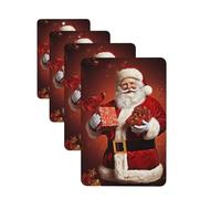 Lot de 4 cartes parfumées à suspendre pour décoration de Noël - Motif Père Noël tenant un cadeau - Pour armoire, salle de bain, voiture, aromathérapie, rétroviseur, voiture