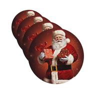 Lot de 4 cartes parfumées à suspendre pour décoration de Noël - Motif Père Noël tenant un cadeau - Pour armoire, salle de bain, voiture, aromathérapie, rétroviseur, voiture