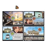 Lot de 4 cartes postales avec la pierre originale du Mur de Berlin | Fabriquées à la main directement à la manufacture de Berlin | Souvenir et cadeau