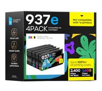 Lot de 4 cartouches 937XL compatibles avec HP 937 937E 937XL pour HP OfficeJet 9110b 9130b 9120b 9117b 9720 9730 (avec puce)
