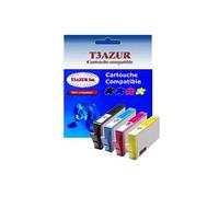 Lot de 4 Cartouches compatibles type T3AZUR pour HP PhotoSmart C5300, C5324, C5380, C5390(1Bk+1C+1M+1J) - Noir et Couleur