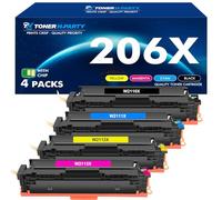 Lot de 4 cartouches de toner 206X 206A à haut rendement M283fdw N283cdw compatibles avec HP 206X 206A Color Laserjet Pro MFP M283cdw M255dw M283 (avec puce, noir, cyan, jaune, magenta)