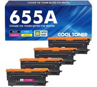 Lot de 4 cartouches de toner 655A de remplacement pour HP 655A CF450A CF451A CF452A CF453A pour HP Color Enterprise M652 M653 M681 M652dn M653dn MFP M681z M681f (noir/cyan/jaune/magenta)