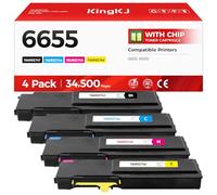 Lot de 4 cartouches de toner 6655 haute capacité pour Xerox 106R02744 106R02745 106R02746 106R02747 compatible avec imprimante couleur Xerox WorkCentre 6655 6655i