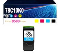 Lot de 4 Cartouches de Toner 78C10 CS421 de Remplacement pour Lexmark CS421 (78C10K0, 78C10C0, 78C10M0, 78C10Y0). Compatible avec Les imprimantes Lexmark CS421 CX522 ,C-8500pages