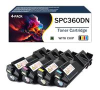 Lot de 4 cartouches de toner multicolores à très haut rendement SPC360DN | Avec puce 408246 408247 408248 408249 Compatible avec les imprimantes Ricoh SPC360DNW SPC360SFNW SPC361SFNW,4Color-1Pack