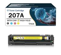 Lot de 4 Cartouches de Toner Standard W2210A, W2211A, W2213A, W2212A, compatibles 207A pour imprimante Laser Couleur HP Color Laserjet Pro M255DW, M255NW, M282NW, M283FDN, M283FDW,Yellow-with Chip