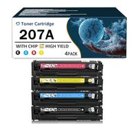 Lot de 4 Cartouches de Toner Standard W2210A, W2211A, W2213A, W2212A, compatibles 207A pour imprimante Laser Couleur HP Color Laserjet Pro M255DW, M255NW, M282NW, M283FDN, M283FDW,4Color-with Chip