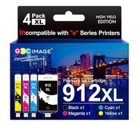 Lot de 4 Cartouches d'encre 912XL compatibles avec HP 912 XL et HP Officejet Pro 8022, Officejet Pro 8010/8012/8014/8015/8020/8023/8024/8025 - XL - Noir/Cyan/Magenta/Jaune