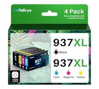 Lot de 4 Cartouches d'encre 937e 937XL avec Puce compatibles avec HP 937 XL