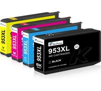 Lot de 4 cartouches d'encre 953XL avec puces les plus récentes de rechange pour HP 953 XL compatibles avec HP Officejet Pro 7740 8218 8710 8715 8718 8719 8720 8725 8730 8740