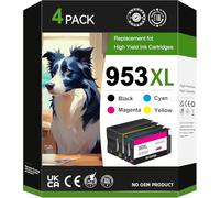 Lot de 4 cartouches d'encre 953XL compatibles avec imprimantes HP Officejet Pro 7740 7720 8210 8720 8710 7730 8218 8715 8718 8725 8728 8730 8740