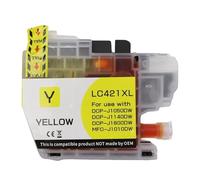 Lot de 4 Cartouches d'encre compatibles LC421XL for imprimantes Brother DCP-J1050DW, MFC-J1010DW et DCP-J1140DW(Y-4PCS)