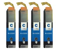 Lot de 4 Cartouches d'encre Cyan compatibles avec Brother LC223C pour imprimantes Brother DCP et MFC