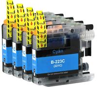 Lot de 4 Cartouches d'encre Cyan compatibles avec Brother LC223C pour imprimantes Brother DCP et MFC