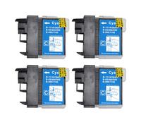 Lot de 4 Cartouches d'encre Cyan compatibles avec Brother LC980C et LC1100C pour imprimantes Brother DCP et MFC