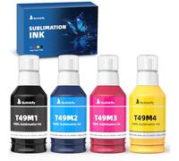Lot de 4 cartouches d'encre de sublimation T49M sans obstruction pour imprimante à sublimation Epson SureColor F170 F570 | Sans ICC | Design anti-fuite | Couleurs vives et anti-décoloration garanties