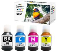 Lot De 4 Cartouches D'Encre Gi-56 Compatibles Avec Canon Gi-56 Gi-56Bk Gi-56C Gi-56Y Gi-56M Pour Maxify Gx3050 Gx4050 Gx5050 Gx6050 Gx7050