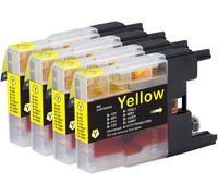 Lot de 4 Cartouches d'encre Jaune remplaçant Brother LC1240Y compatibles/Non-OEM pour imprimantes Brother DCP et MFC Capacité Standard