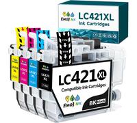 Lot de 4 cartouches d'encre LC421 LC421XL pour Brother LC-421XLVAL LC-421 Multipack pour imprimantes Brother DCP-J1050DW DCP-J1140DW MFC-J1010DW