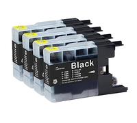 Lot de 4 Cartouches d'encre Noire pour remplacer Brother LC1240Bk compatibles/Non-OEM pour imprimantes Brother DCP et MFC Capacité Standard