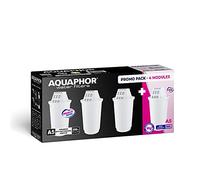 Lot de 4 cartouches filtrantes Aquaphor (3 x A5 plus 1 x A5 magnésium). Compatible avec les carafes filtrantes Arctic, Prestige, Provence d'Aquaphor. Capacité de 350 litres. Technologie Aquaphor