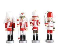 Lot de 4 casse-noisettes de Noël en bois pour poupées artisanales soldats décorations d'intérieur
